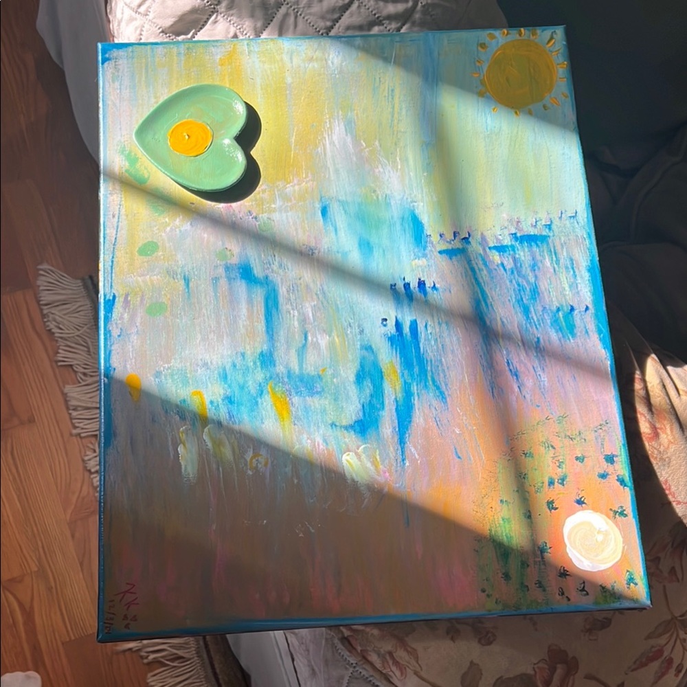 Abstract Blue and Green Canvas Art